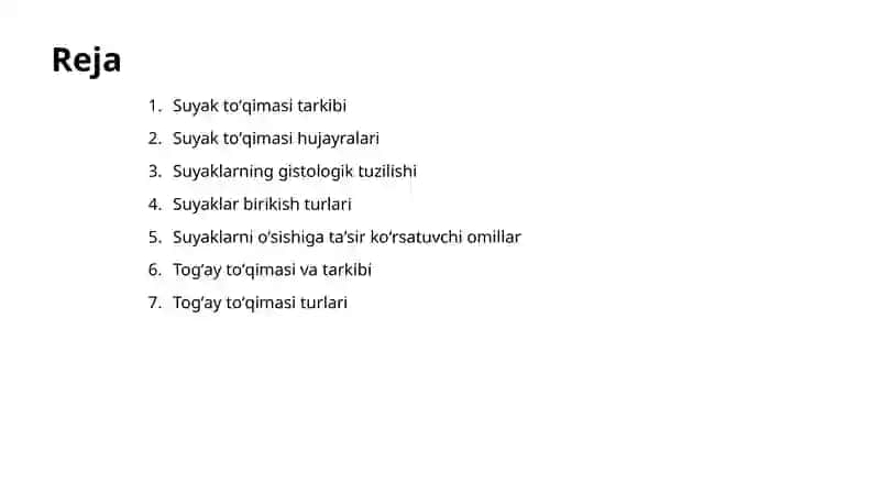 Suyak toʻqimasi va togʻay toʻqimasi. 2