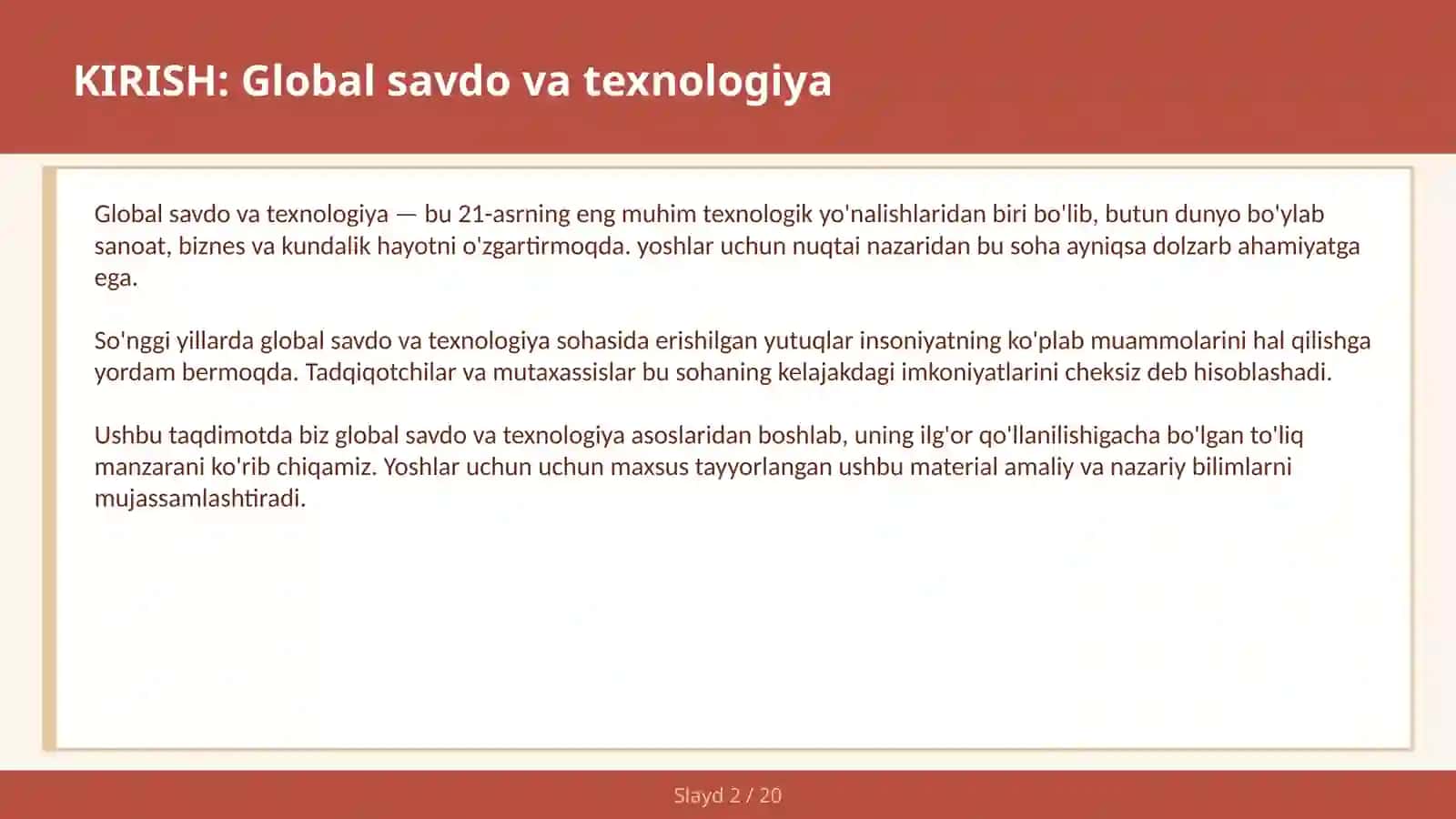 Global Savdo va Texnologiya 2