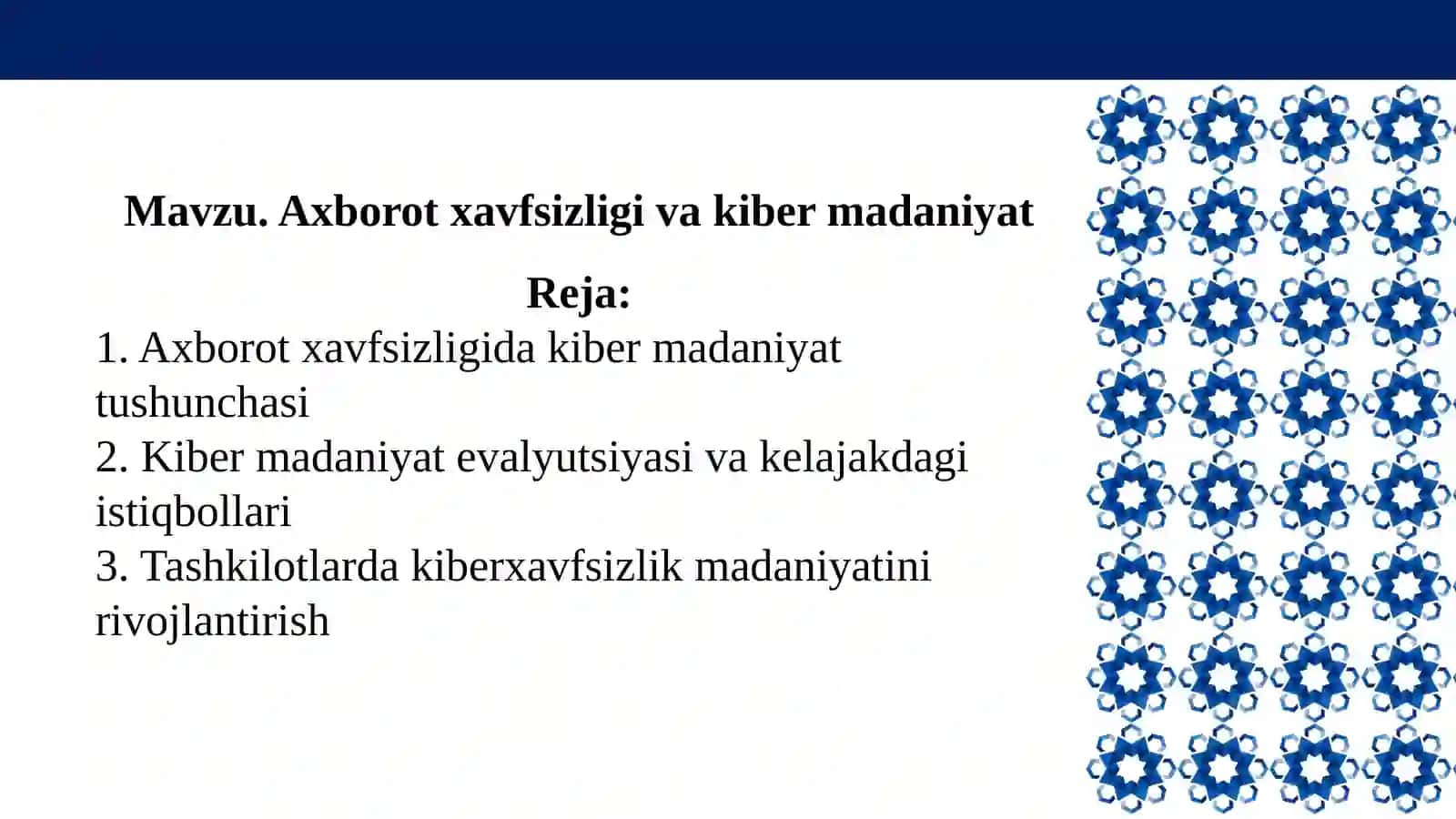 Axborot xavfsizligi va kiber madaniyat 2