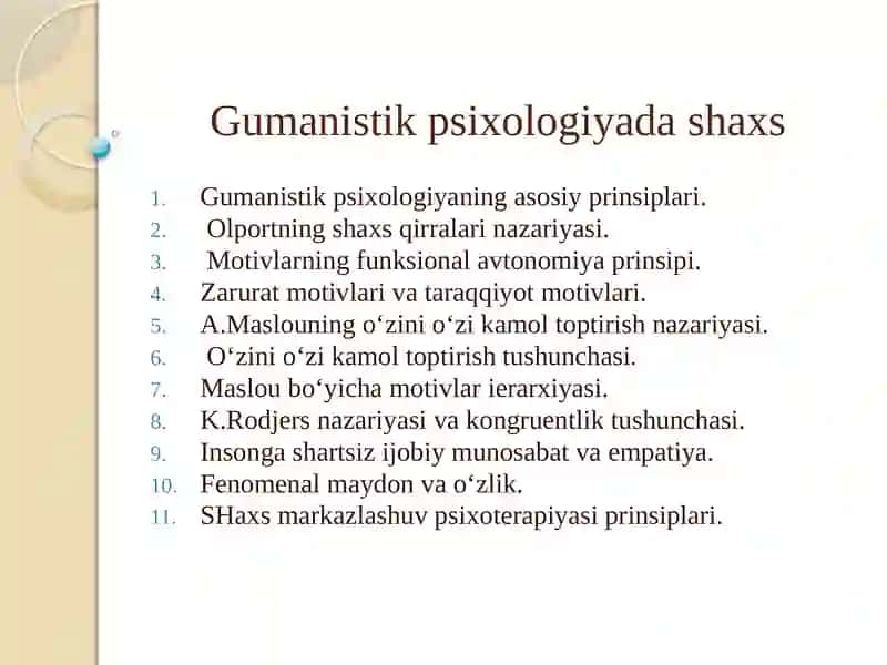 Gumanistik psixologiyada shaxs 2