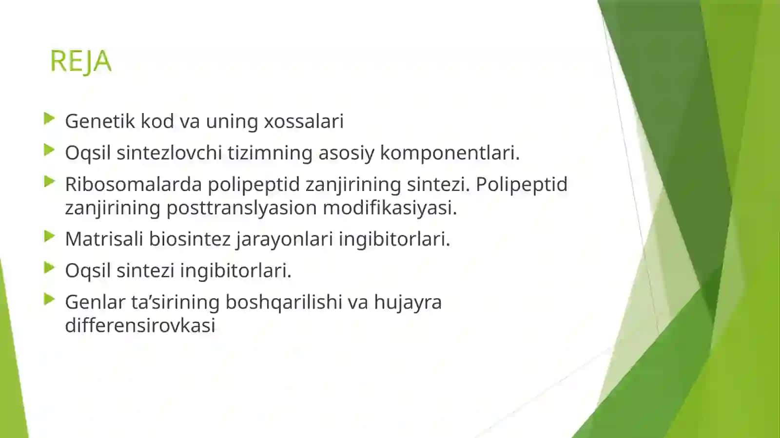 Translyatsiya. Genlar almashinuvini boshqarilishi 2
