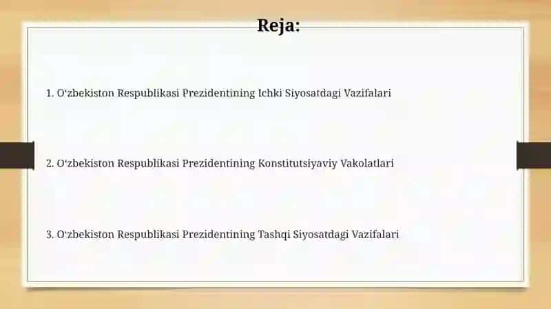 Oʻzbekiston Respublikasi Prezidenti vakolatlari 2