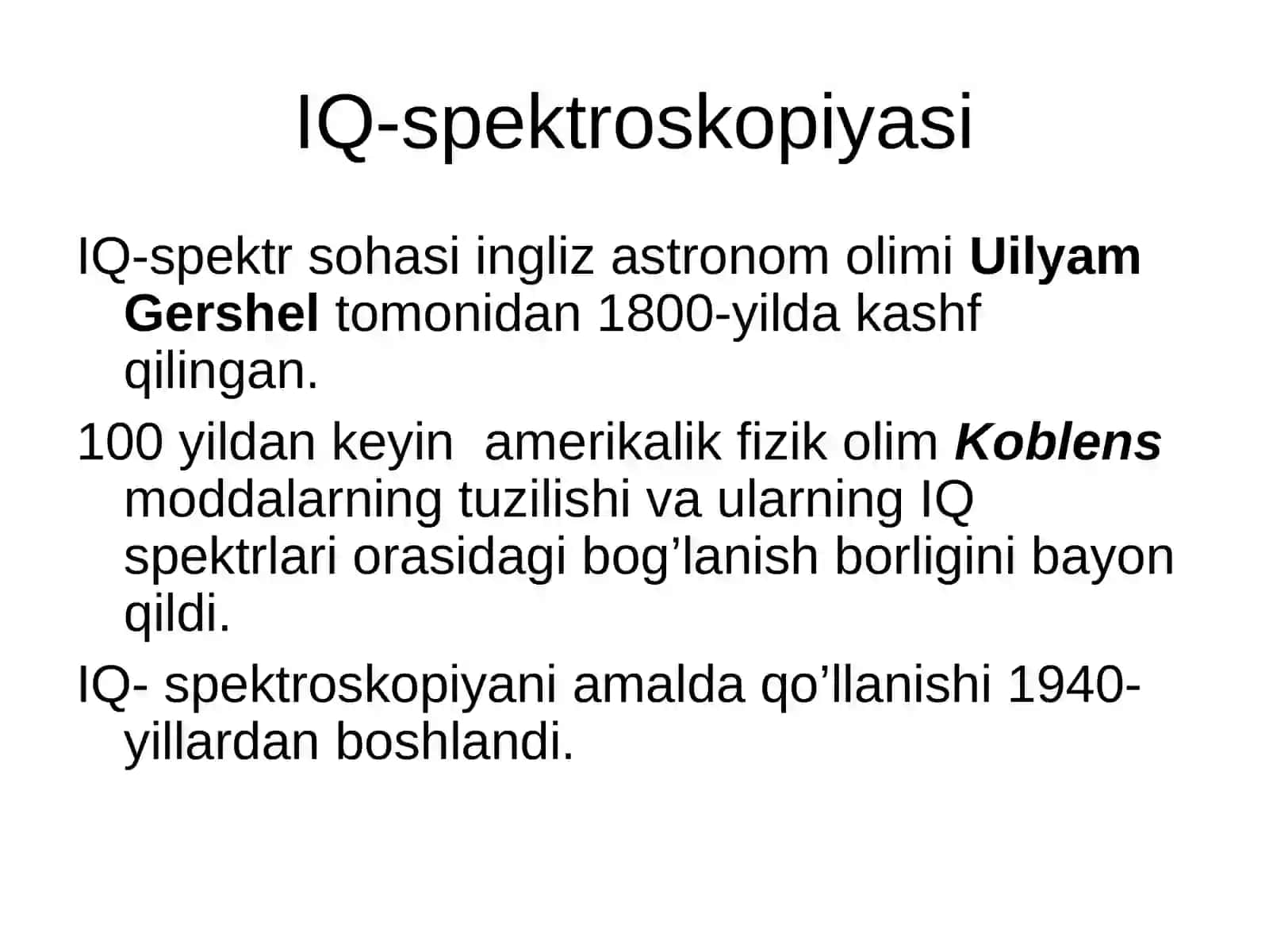 INFRAQIZIL (IQ) SPEKTROSKOPIYAINFRARED SPEKTROSCOPY(Tebranish spektrlari) 2