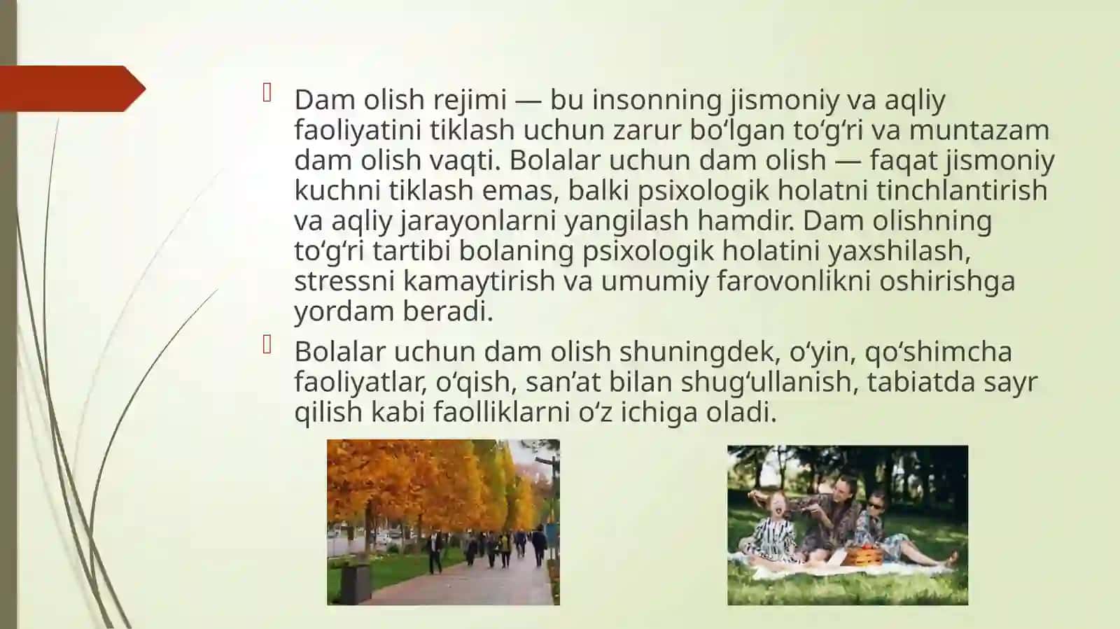 Bolalar uchun dam olish va uyqu rejimi 2