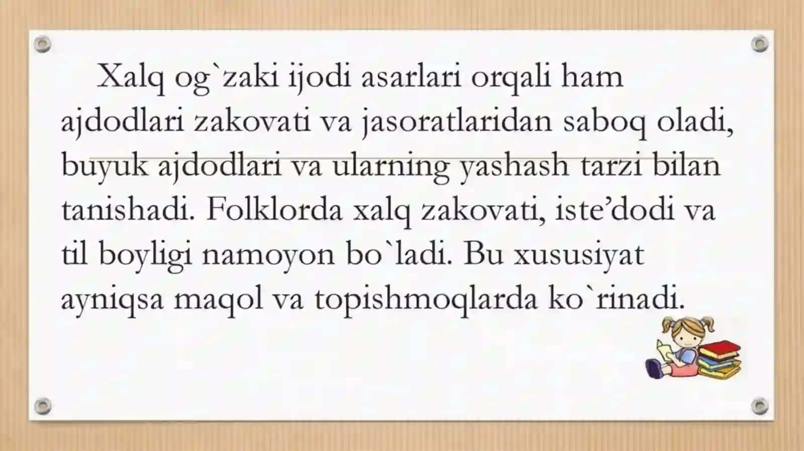 Xalq og’zaki ijodi namunalaridan foydalanish 2
