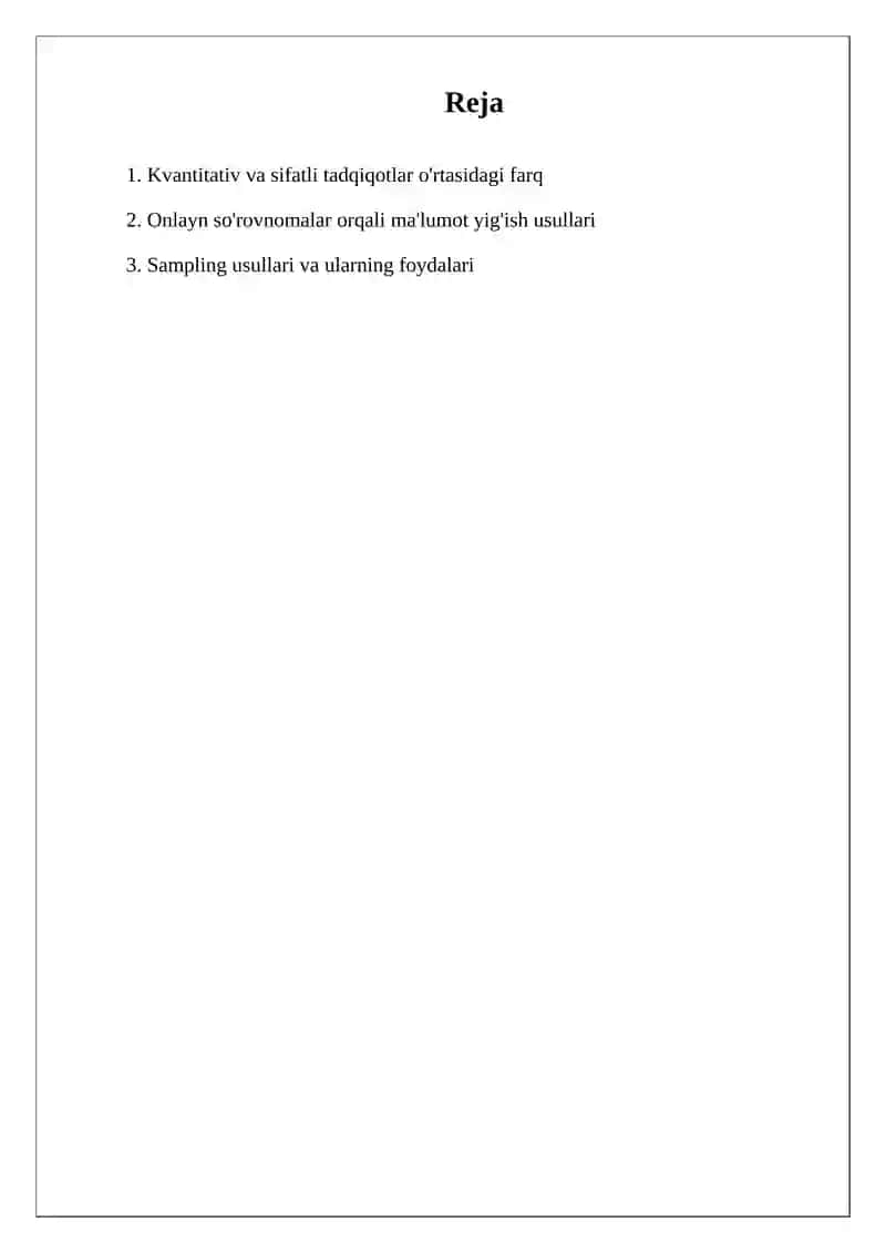 Statistik malumotlarni to'plash metodlari 2