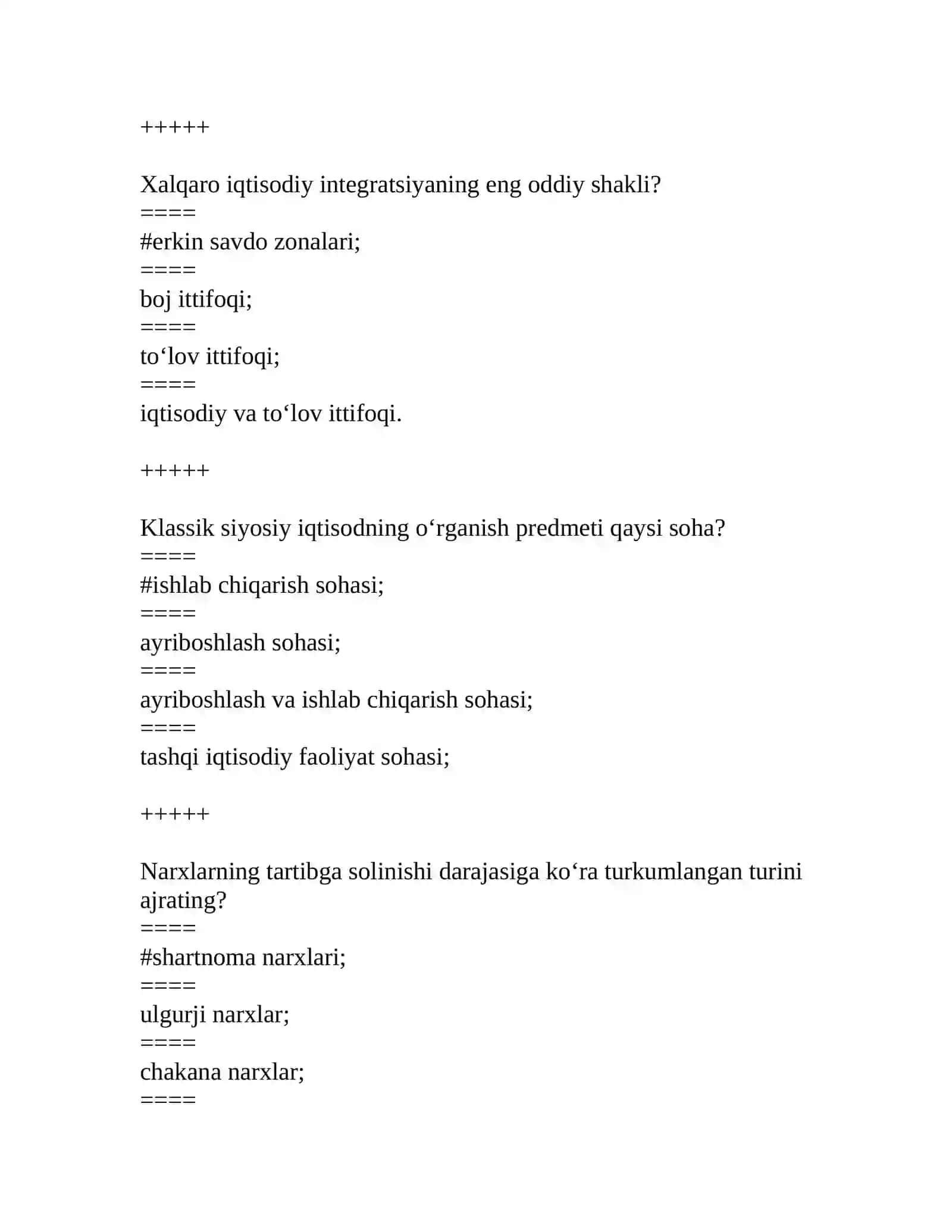 Iqtisodiyot nazariyasi fanidan test yangi 2