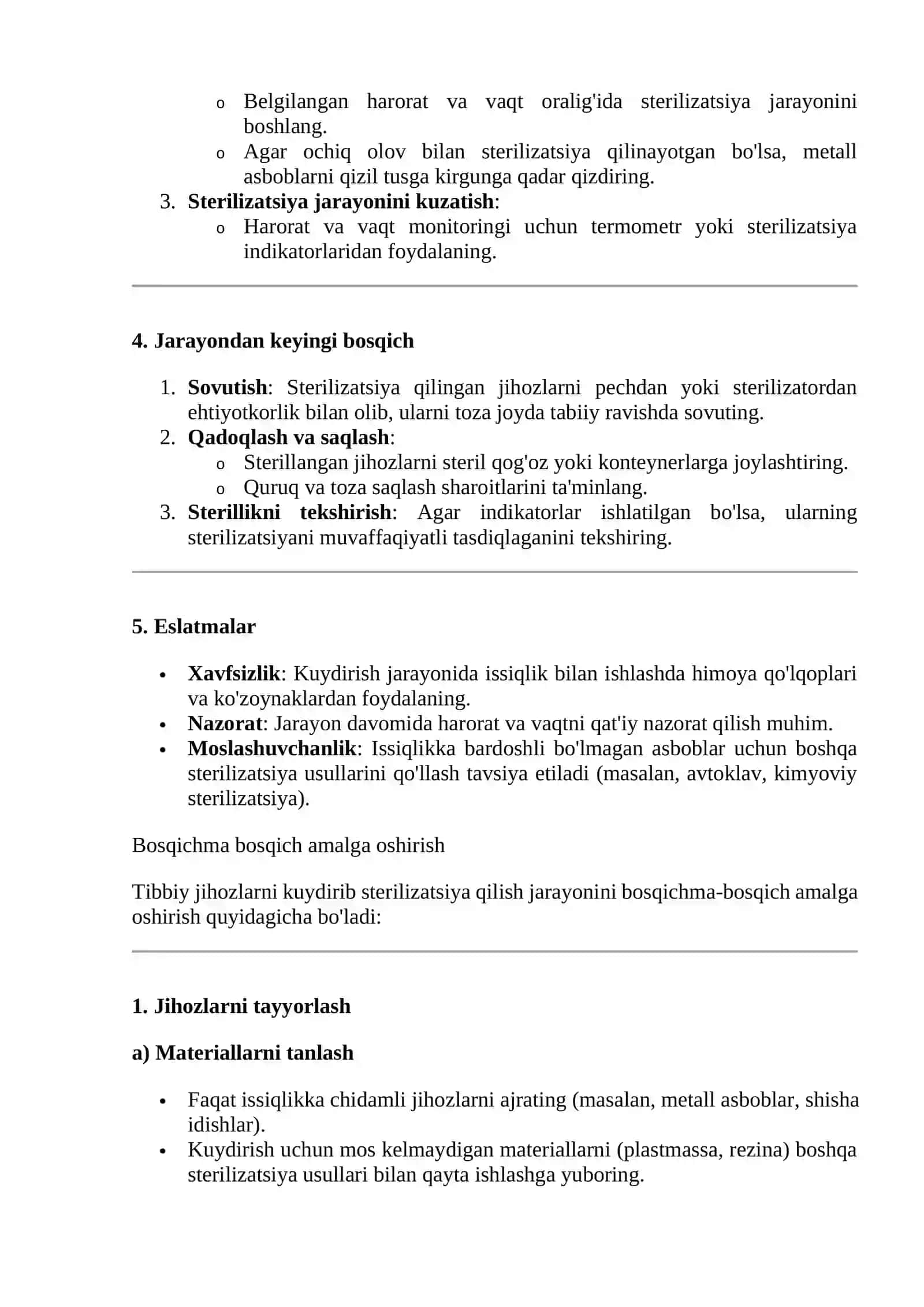 Tibbiy jihozlarni kuydirib sterilizatsiya qilish algoritmi 2