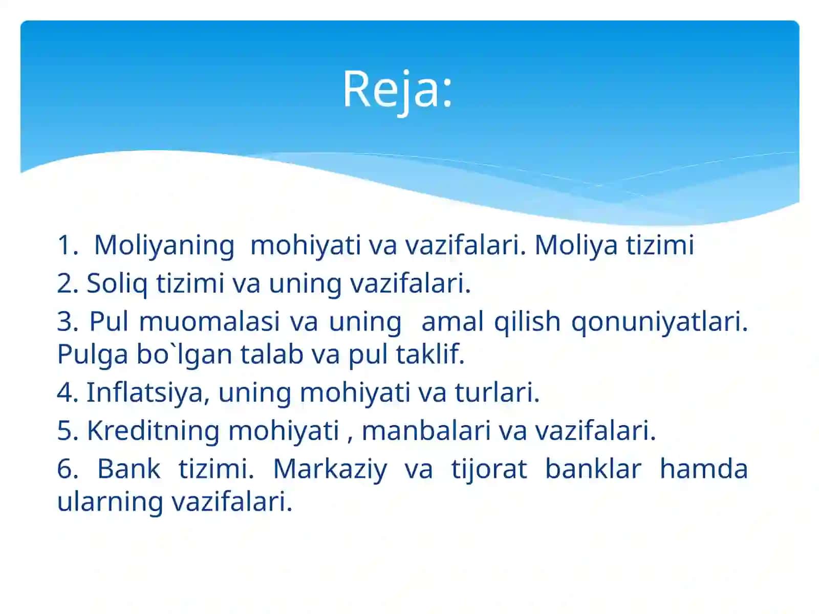 Pul muomalasi.Bank.Kredit 2