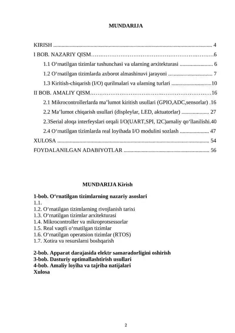 O‘RNATILGAN TIZIMLARDA AXBOROTLARNI KIRITISH-CHIQARISH USULLARI 2