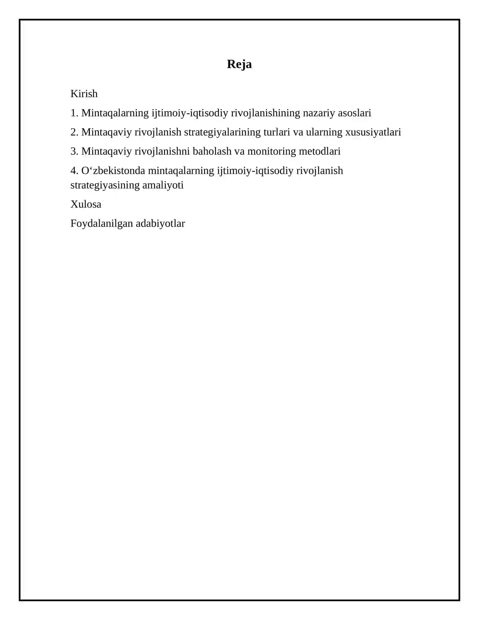 Mintaqalarning ijtimoiy-iqtisodiy rivojlanish strategiyasi 2
