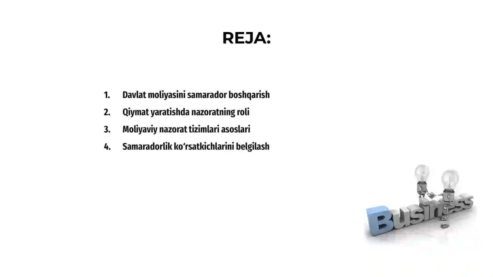 Davlat moliyasini Samaradorlikni boshqarish va nazorat qilish 2