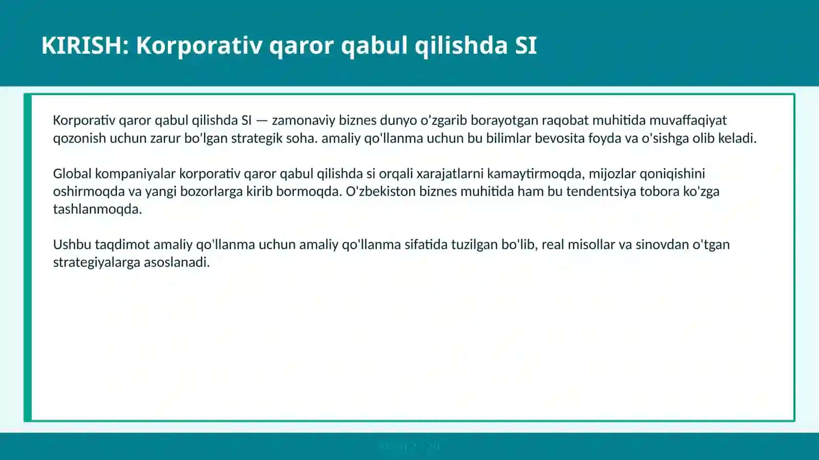 Korporativ Qaror Qabul Qilishda SI 2