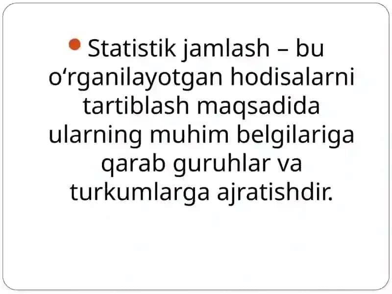 Statistik jamlash va guruhlash 2