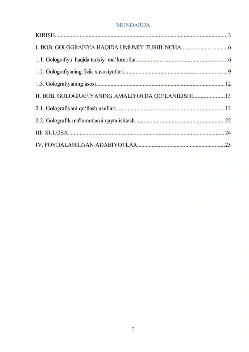 GOLOGRAFIYA VA UNING AMALIYOTDA QO‘LANILISHI 2
