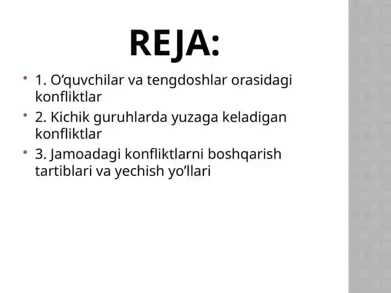 Jamoadagi konflikt va uni yechimga olib kelish yo'llari slayd 2