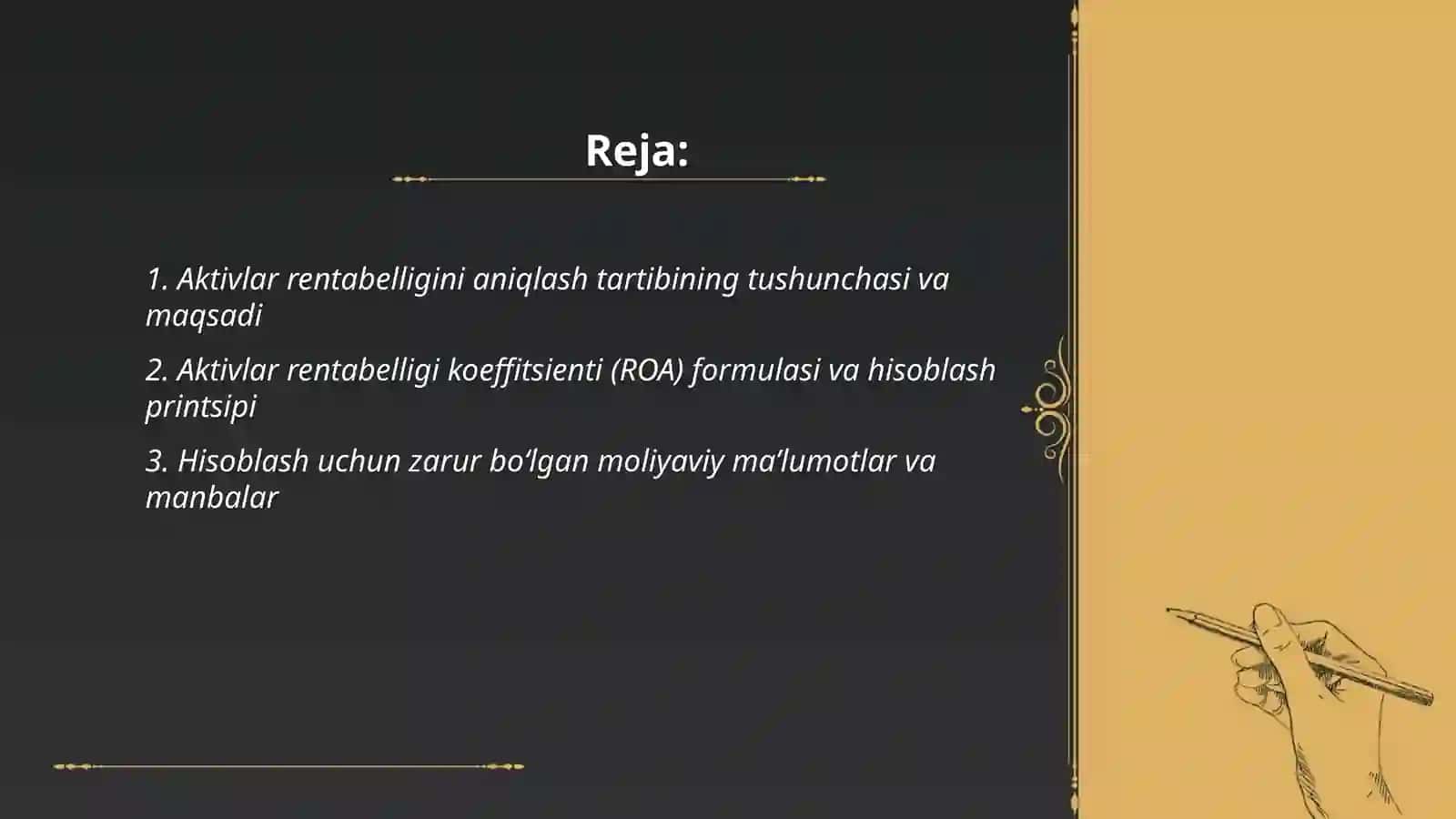 Aktivlar rentabelligini aniqlash tartibi 2