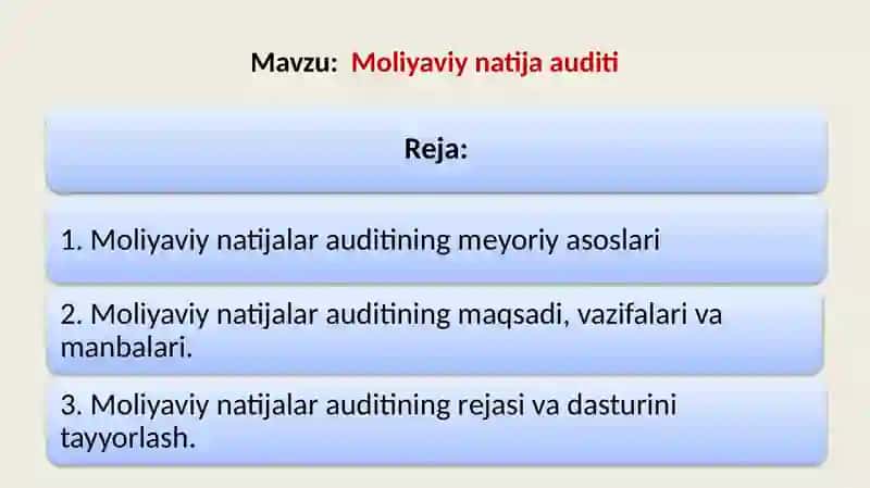 Moliyaviy natija audit 2