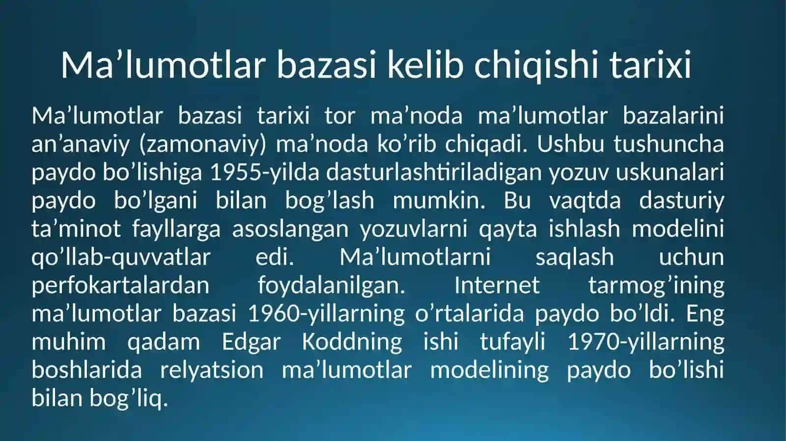 Ma'lumotlar Bazasi 2