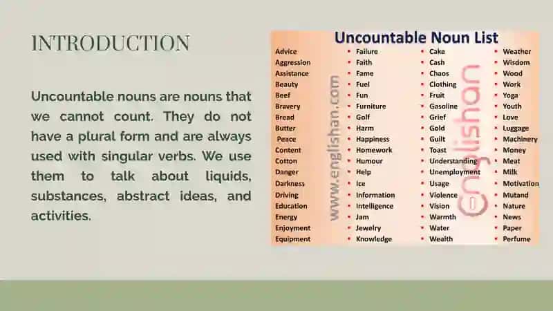 UNCOUNTABLE NOUNS 2