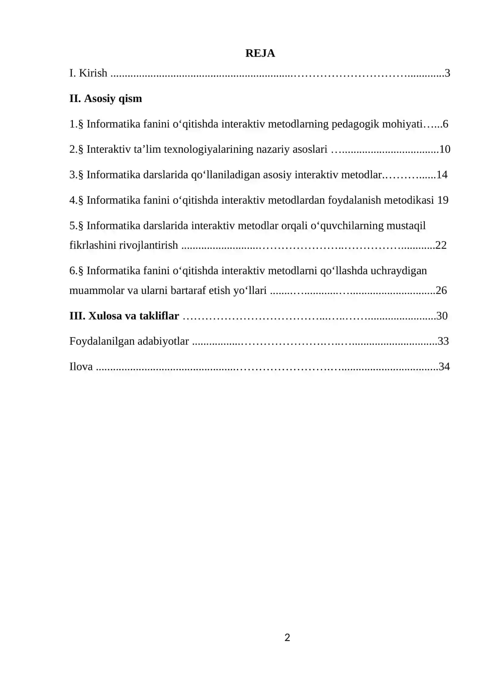 "Informatika fanini o‘qitishda interaktiv metodlardan foydalanish imkoniyatlari" 2