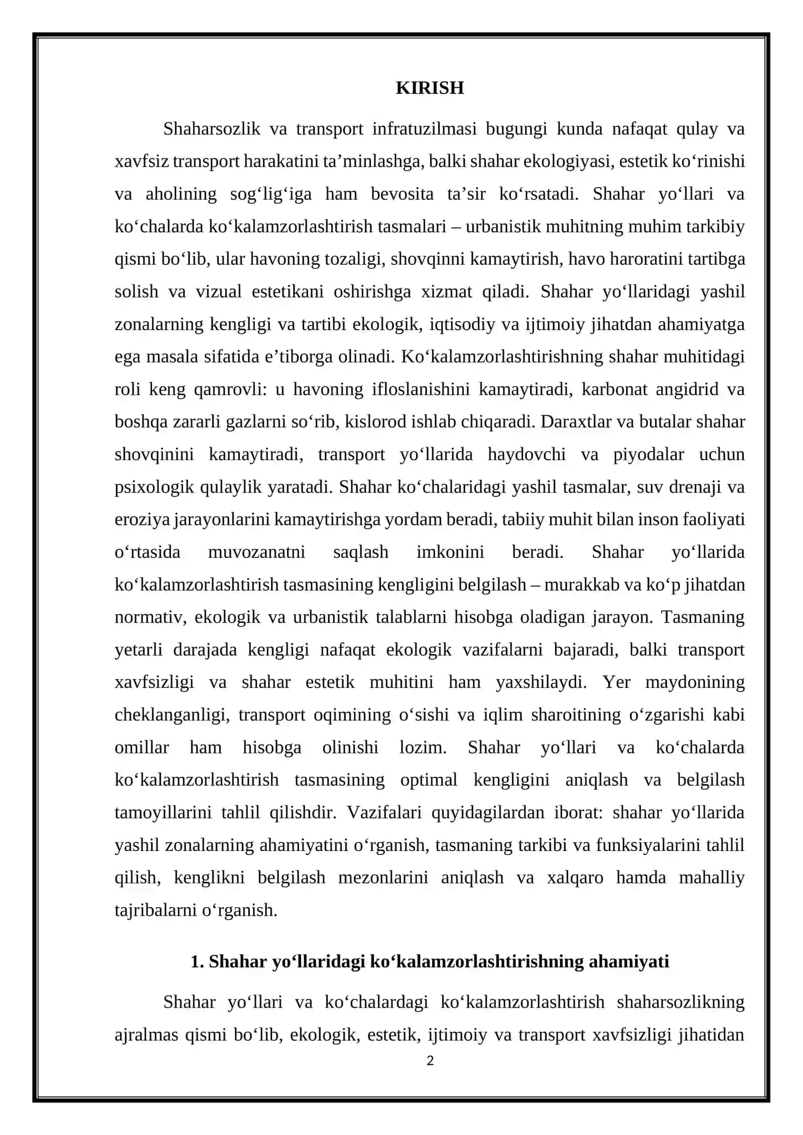 Ko'kalamzorlashtirish tasmasini kengligini belgilash 2