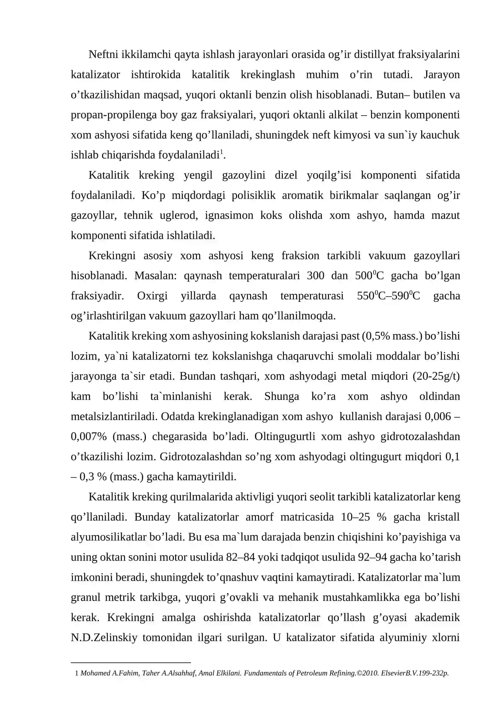Katalitik kreking sanoat qurilmalari referat 2