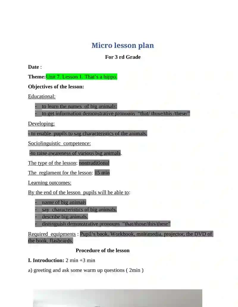 Lesson plan for the microteaching 2