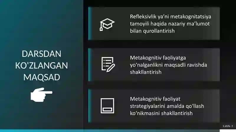 Refleksiv ta’lim texnologiyalari. Metakognitiv faoliyat 2