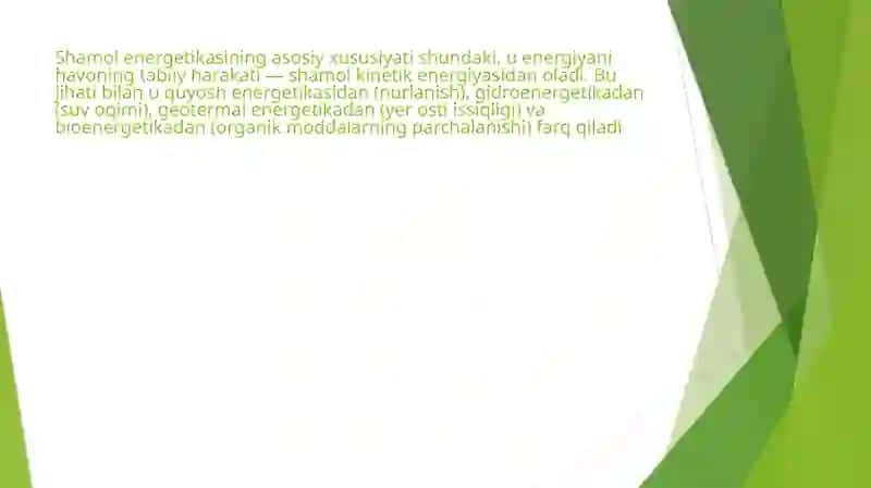 Shamol energetikasining boshqa QTM turlari 2