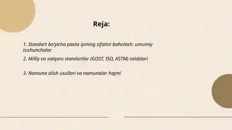 Standart bo‘yicha paxta ipining sifatini baholash 2