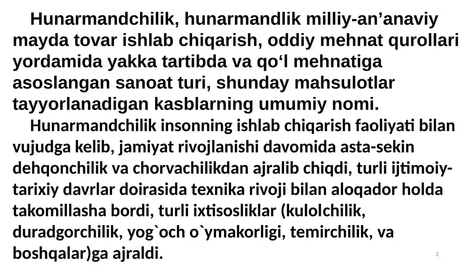 O`ZBEK XALQ HUNARMANDCHILIGI VA AMALIY SAN’ATI TARIXI, UNING RIVOJLARISH BOSQICHLARI 2