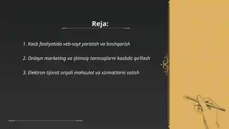 Kasb faolyatda internet tehnologiyalarni qòllash 2