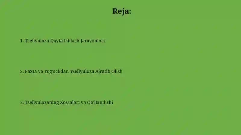 Tsellyulozaning Qo'llanilishi va Kelajagi 2