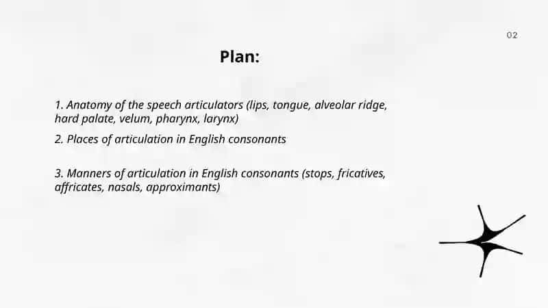 The articulatory aspects of the English Speech sounds 2