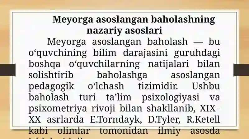 Meyorga asoslangan baholash 2