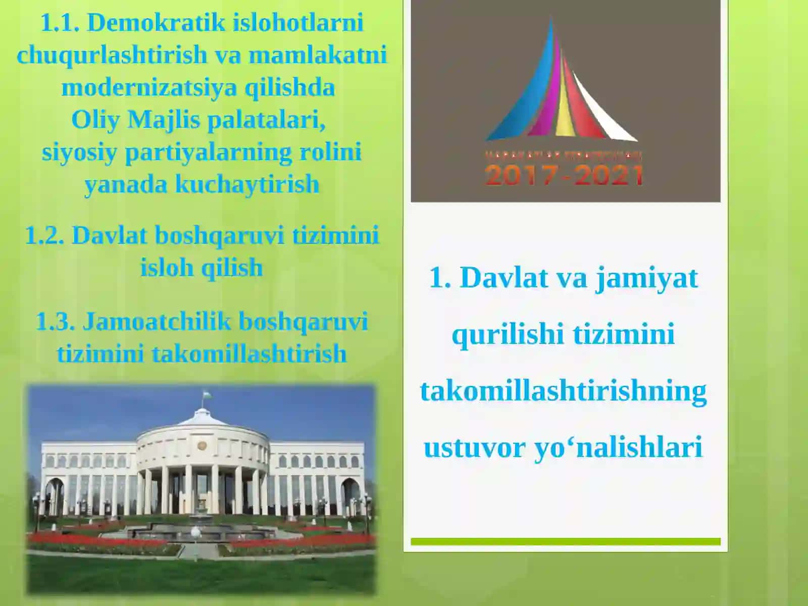 O‘zbekistonni rivojlantirish harakatlari 2017-2021 yillarda 2