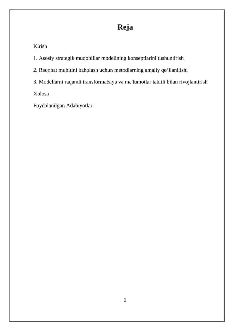 Strategik muqobillar modeli 2
