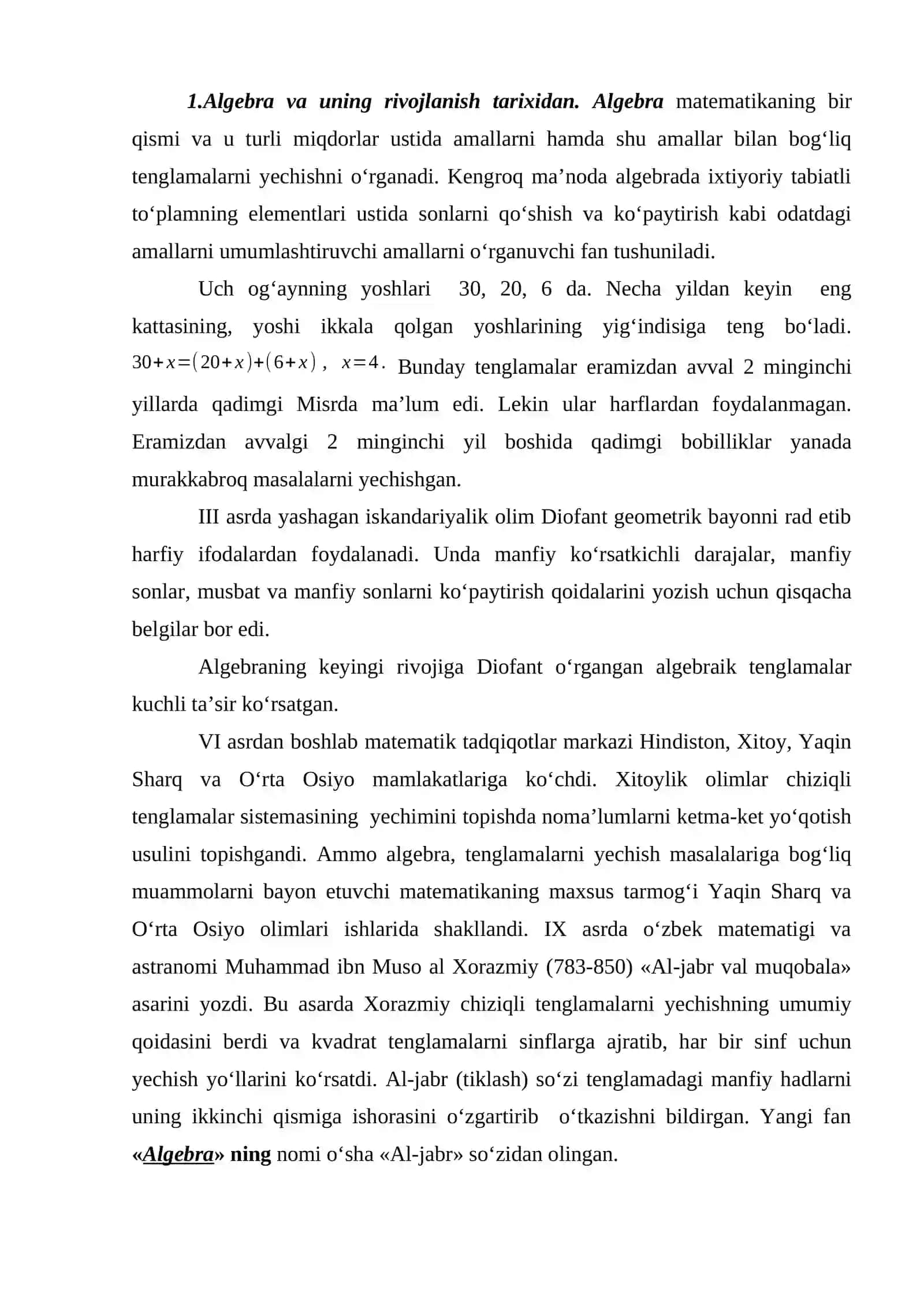 Algebraik to’ldiruvchi va minorlar tadbiqi 2