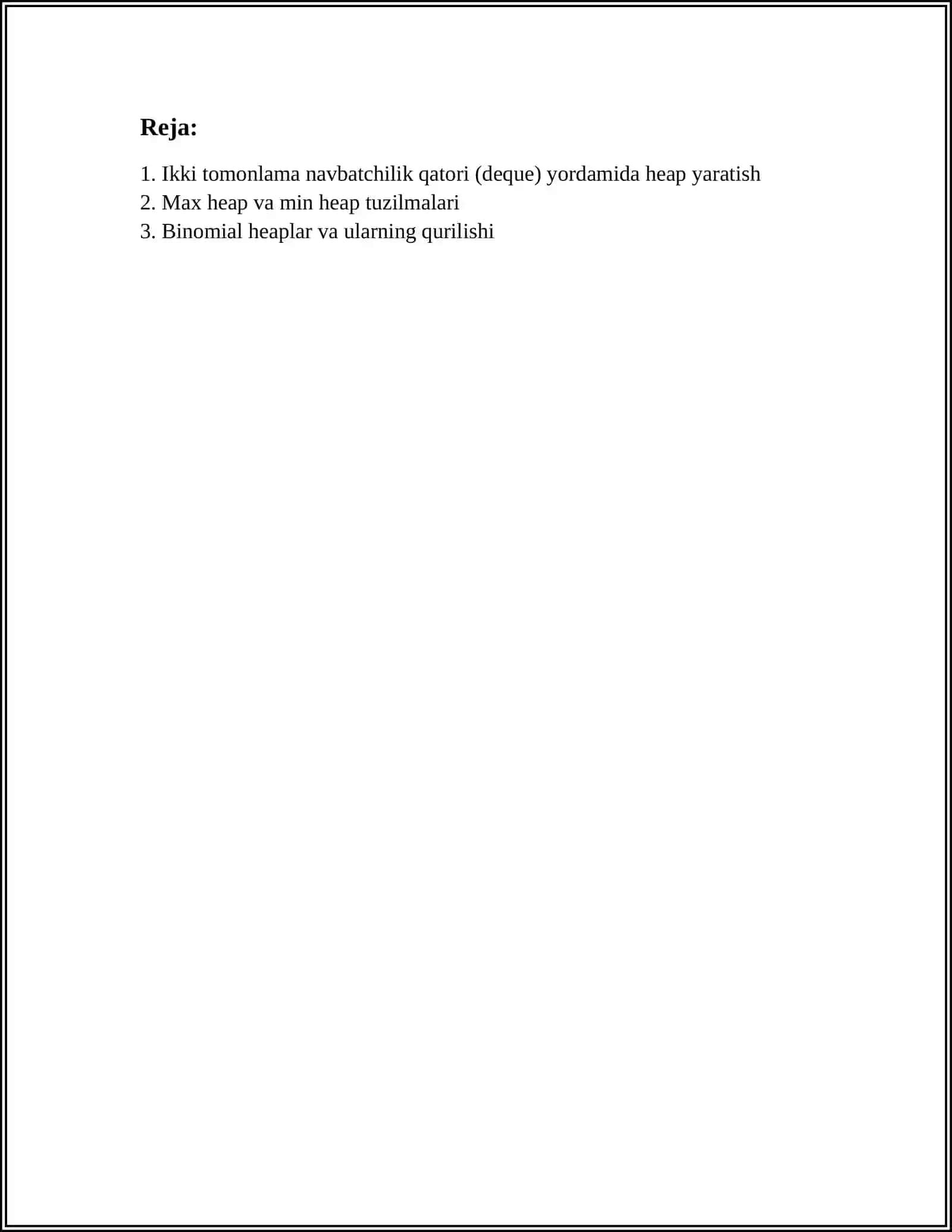HEAP TRE KURINISHIDAGI BINAR DARAXTLARINI QURISH ALGORITMLARI VA ULARNING USTIDA AMALLAR 2