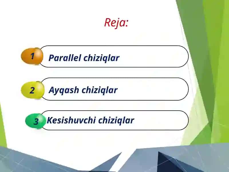 Ikki to’g’ri chiziqning o’zaro joylashuvi 2