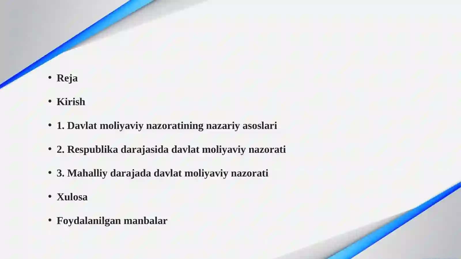 Davlat moliyaviy nazorati respublika darajasida, mahalliy darajada 2