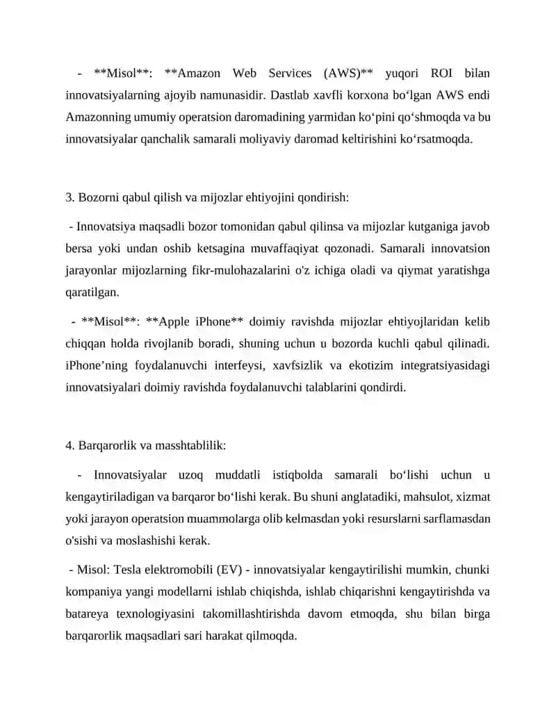 Samarali innovatsion jarayonning samaradorligi 2