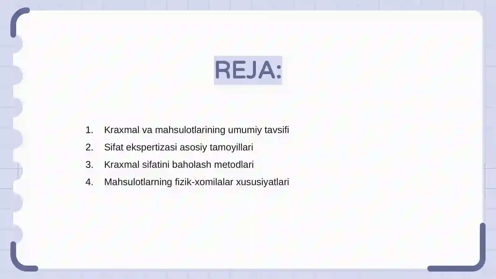 Kraxmal va kraxmal mahsulotlarining sifat ekspertizasi 2