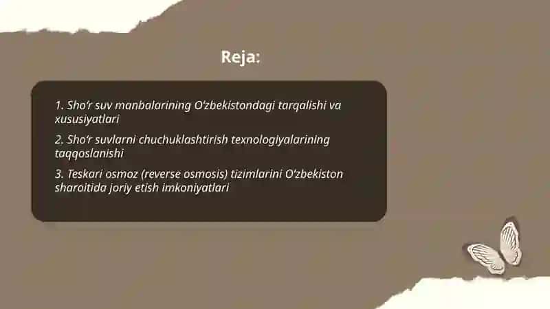 Sho‘r suvlarni chuchuklashtirish g'oyasini yaratish 2