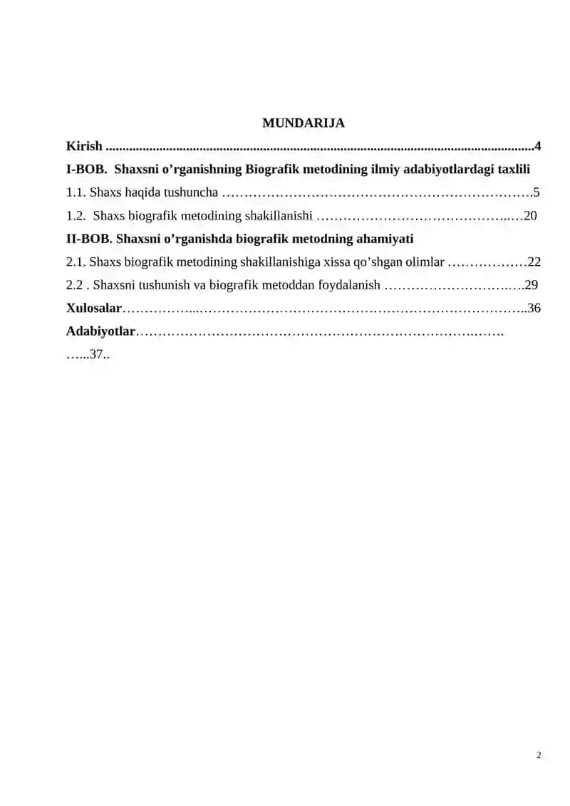 Shaxsni órganishning biografik metodi. 2