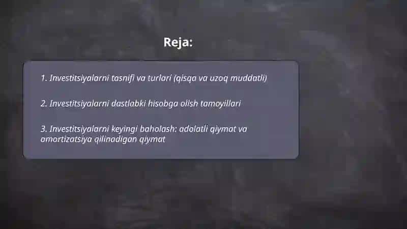 Investitsiyalar hisobi 2