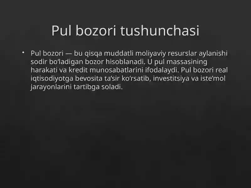 Pul bozori tushunchasi 2