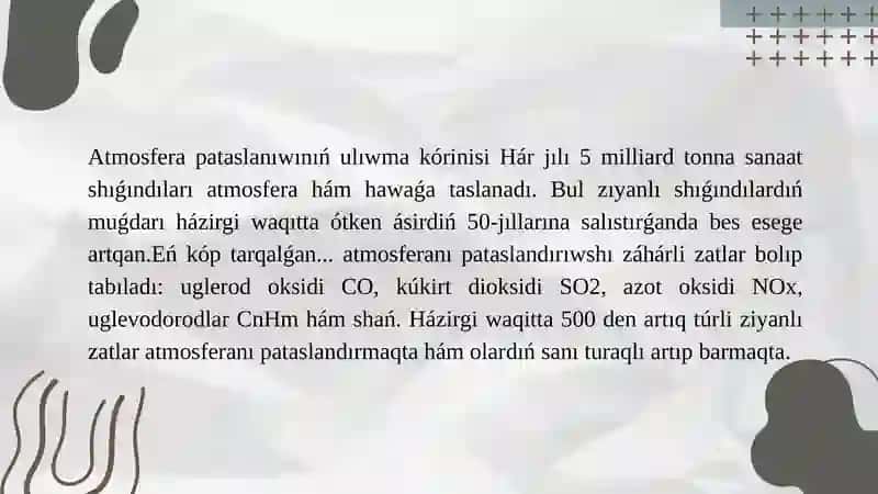 Atmosfera hawasına shıǵatuǵın zıyanlı zatlar 2