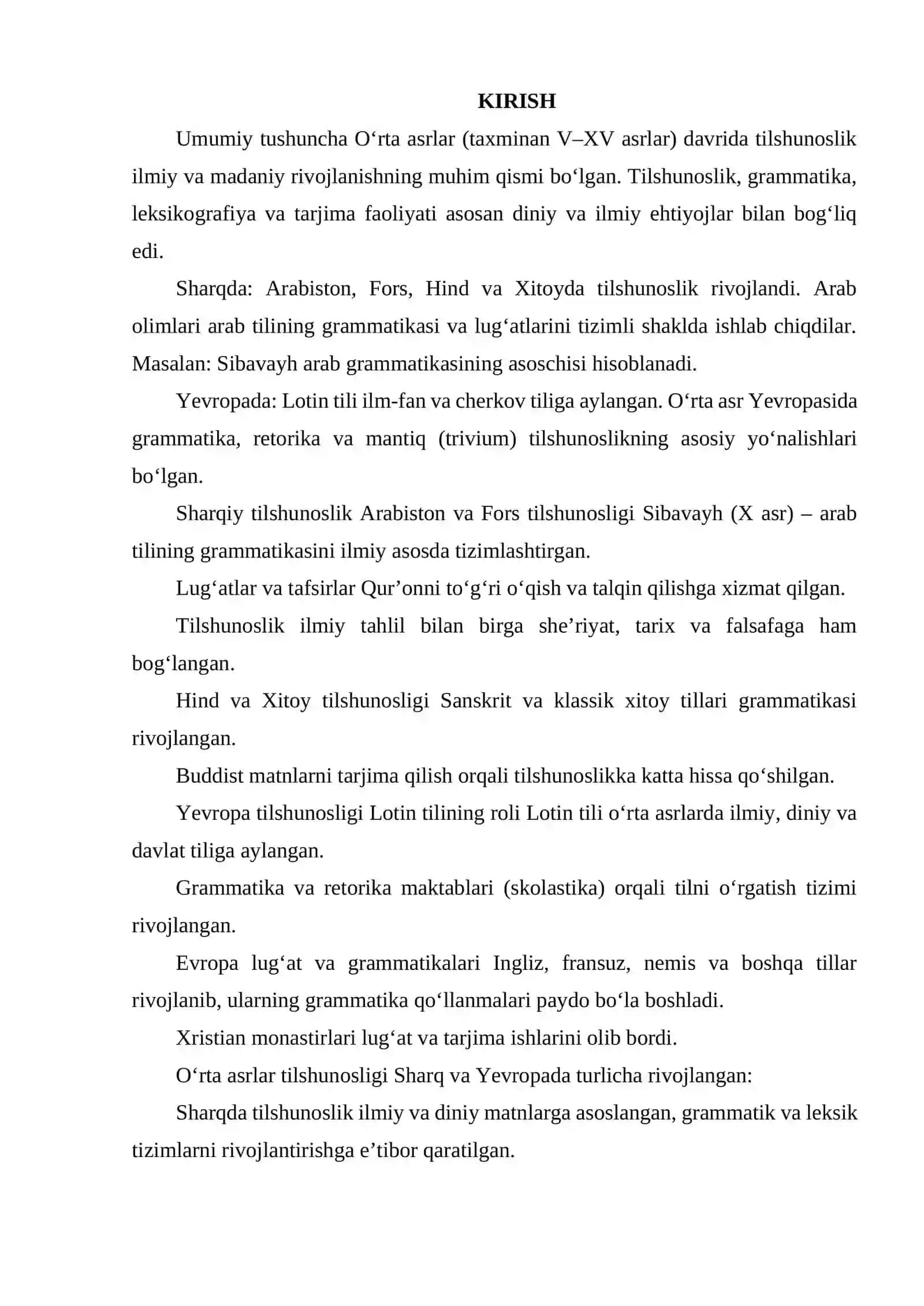 O‘RTA ASRLAR SHARQ VA YEVROPA TILSHUNOSLIGI 2